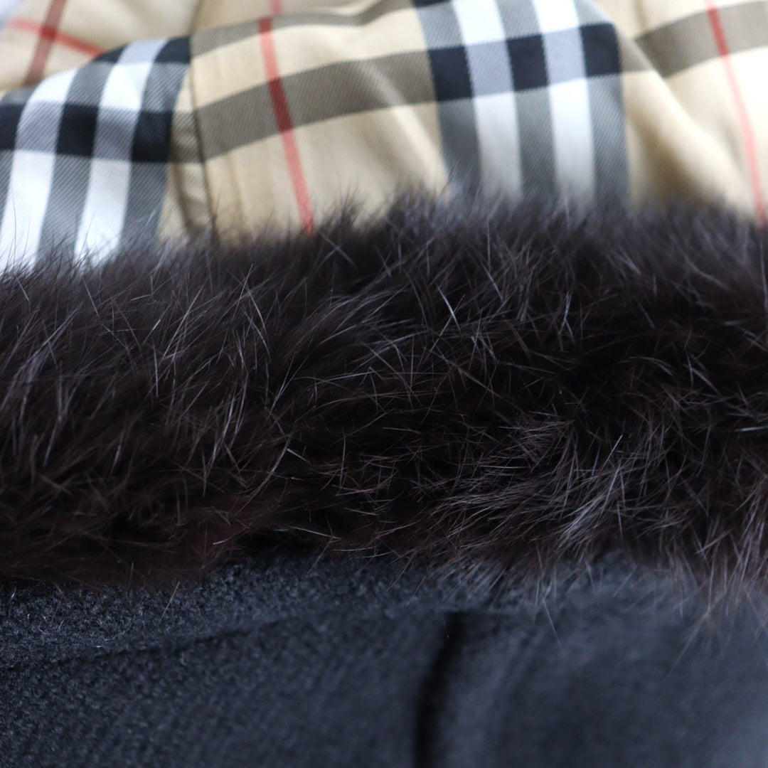 BURBERRY BLUE LABEL coat FNF26-815-09 Outer: 90% wool, Outer: 10% nylon, Part: rabbit, Lining: polyester, Lining: cupra black Women 38 Used Authentic