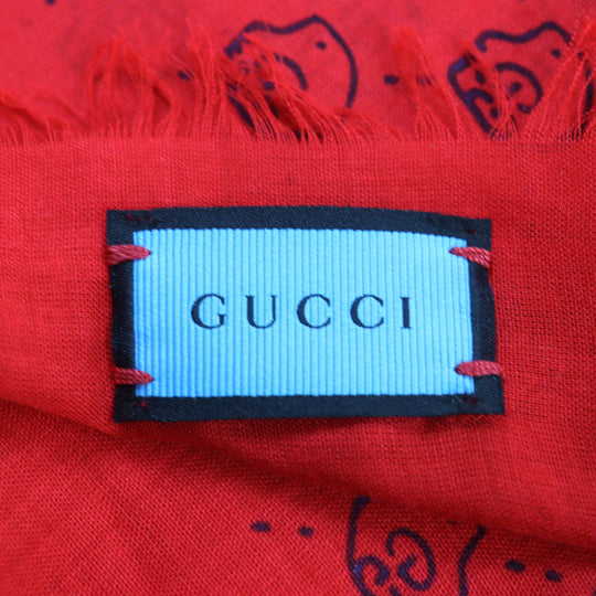 GUCCI scarf 453225 Main: 85% rayon, Main: 15% silk Red black mens Used Authentic