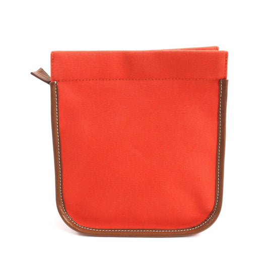 HERMES Pouch Main: Cotton, Lining: Polyurethane, Lining: Cotton, Lining: Polyamide, Part: Leather Orange Camille Women Used Authentic