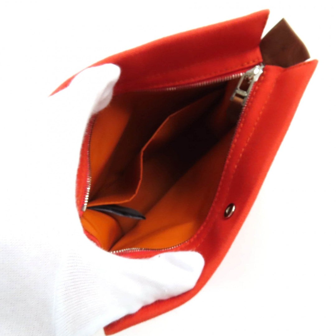 HERMES Pouch Main: Cotton, Lining: Polyurethane, Lining: Cotton, Lining: Polyamide, Part: Leather Orange Camille Women Used Authentic