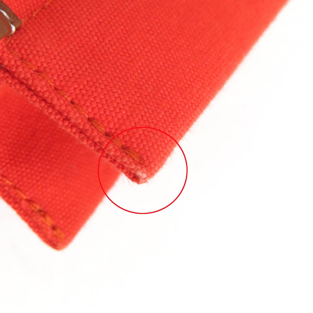 HERMES Pouch Main: Cotton, Lining: Polyurethane, Lining: Cotton, Lining: Polyamide, Part: Leather Orange Camille Women Used Authentic