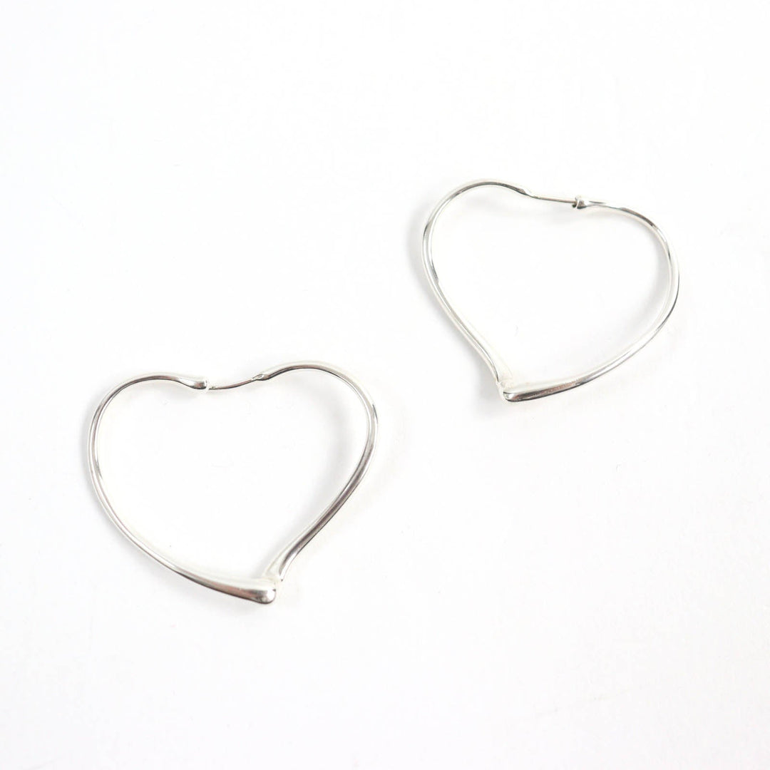 TIFFANY&Co. Pierce Main�FAG925 Silver Elsa Peretti Open Heart Hoop Pierce Women Used Authentic