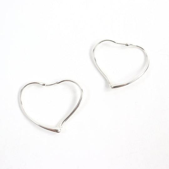 TIFFANY&Co. Pierce Main�FAG925 Silver Elsa Peretti Open Heart Hoop Pierce Women Used Authentic