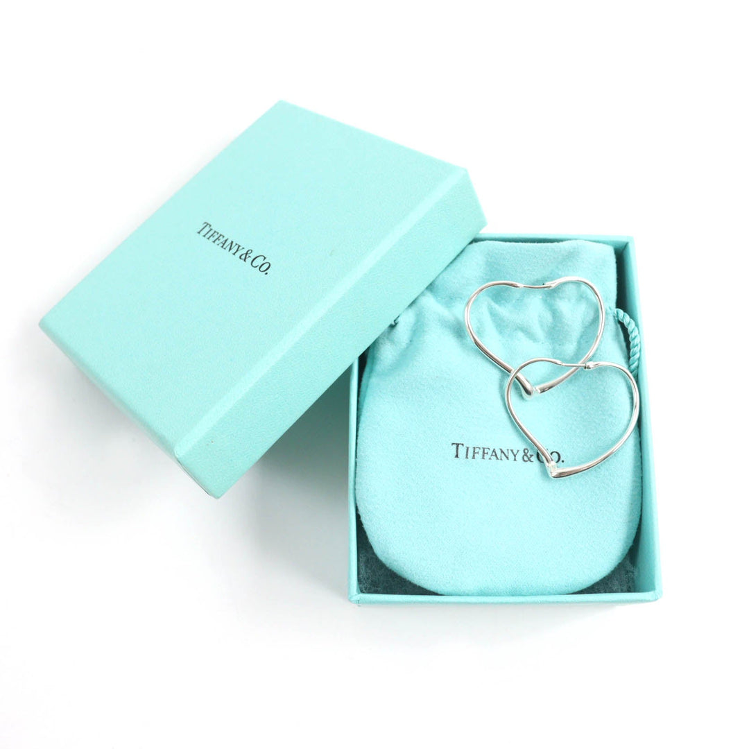 TIFFANY&Co. Pierce Main�FAG925 Silver Elsa Peretti Open Heart Hoop Pierce Women Used Authentic