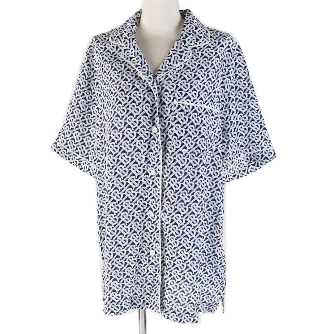 BURBERRY Short sleeve shirt 8048782 Main: 100% silk, Part: 100% silk blue white navy Women 40 Used Authentic