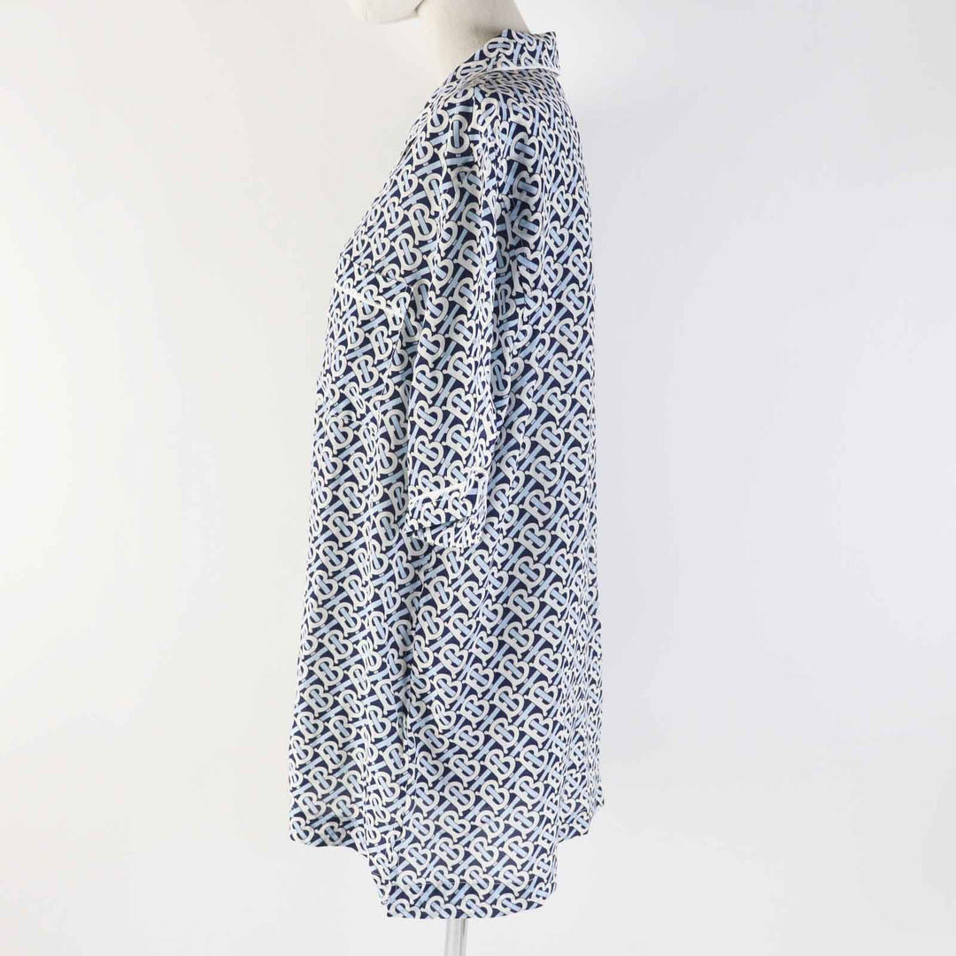 BURBERRY Short sleeve shirt 8048782 Main: 100% silk, Part: 100% silk blue white navy Women 40 Used Authentic