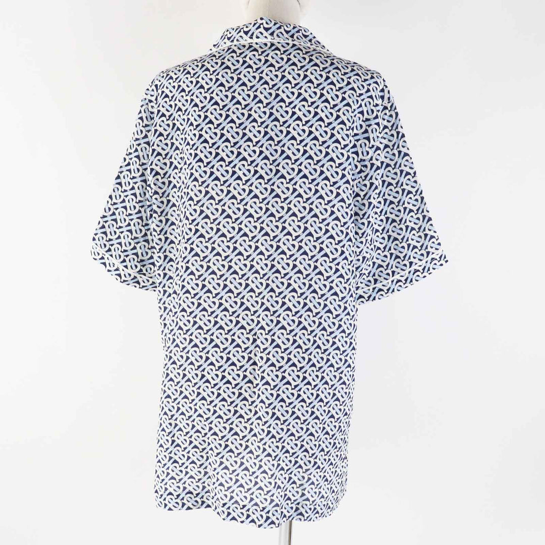 BURBERRY Short sleeve shirt 8048782 Main: 100% silk, Part: 100% silk blue white navy Women 40 Used Authentic