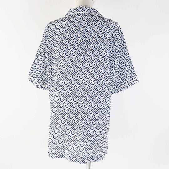 BURBERRY Short sleeve shirt 8048782 Main: 100% silk, Part: 100% silk blue white navy Women 40 Used Authentic