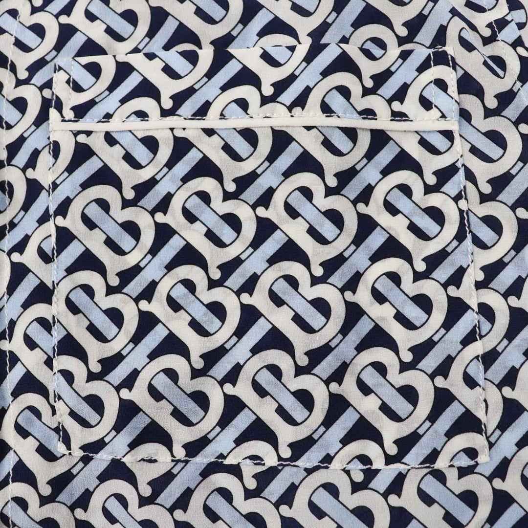 BURBERRY Short sleeve shirt 8048782 Main: 100% silk, Part: 100% silk blue white navy Women 40 Used Authentic