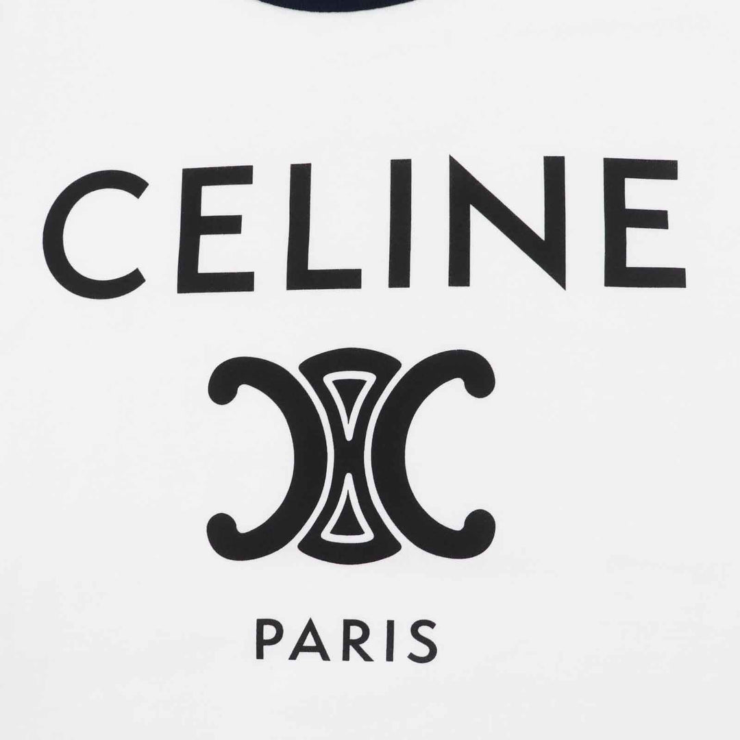 CELINE Short sleeve T-shirt 2X872671 Main: 100% cotton White navy Women S Used Authentic