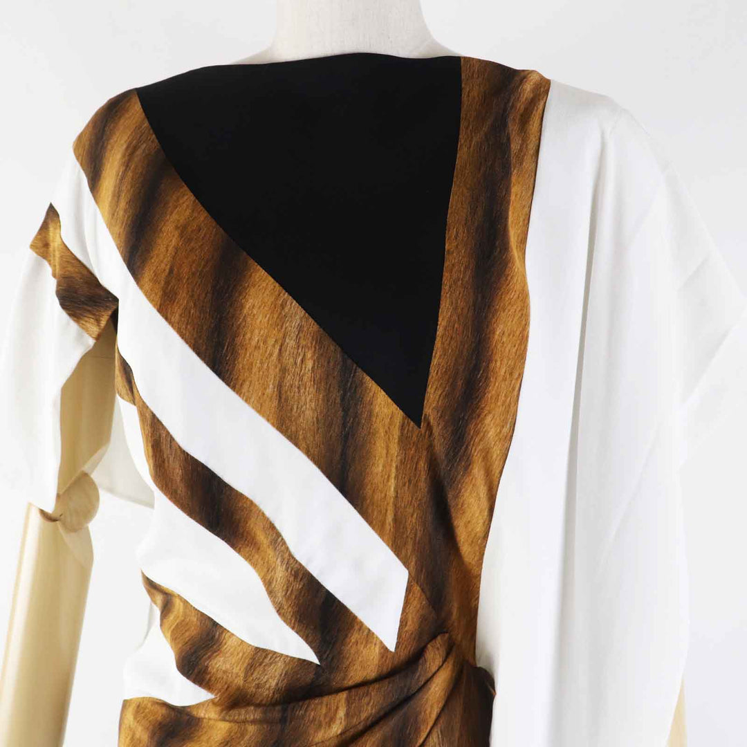 BURBERRY one piece 8046799 Main: 100% silk, Part: 100% silk Brown black white Women 36 Used Authentic