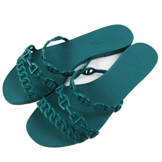 HERMES Sandals Main: Rubber green Rivage Rivage Women 37 Used Authentic