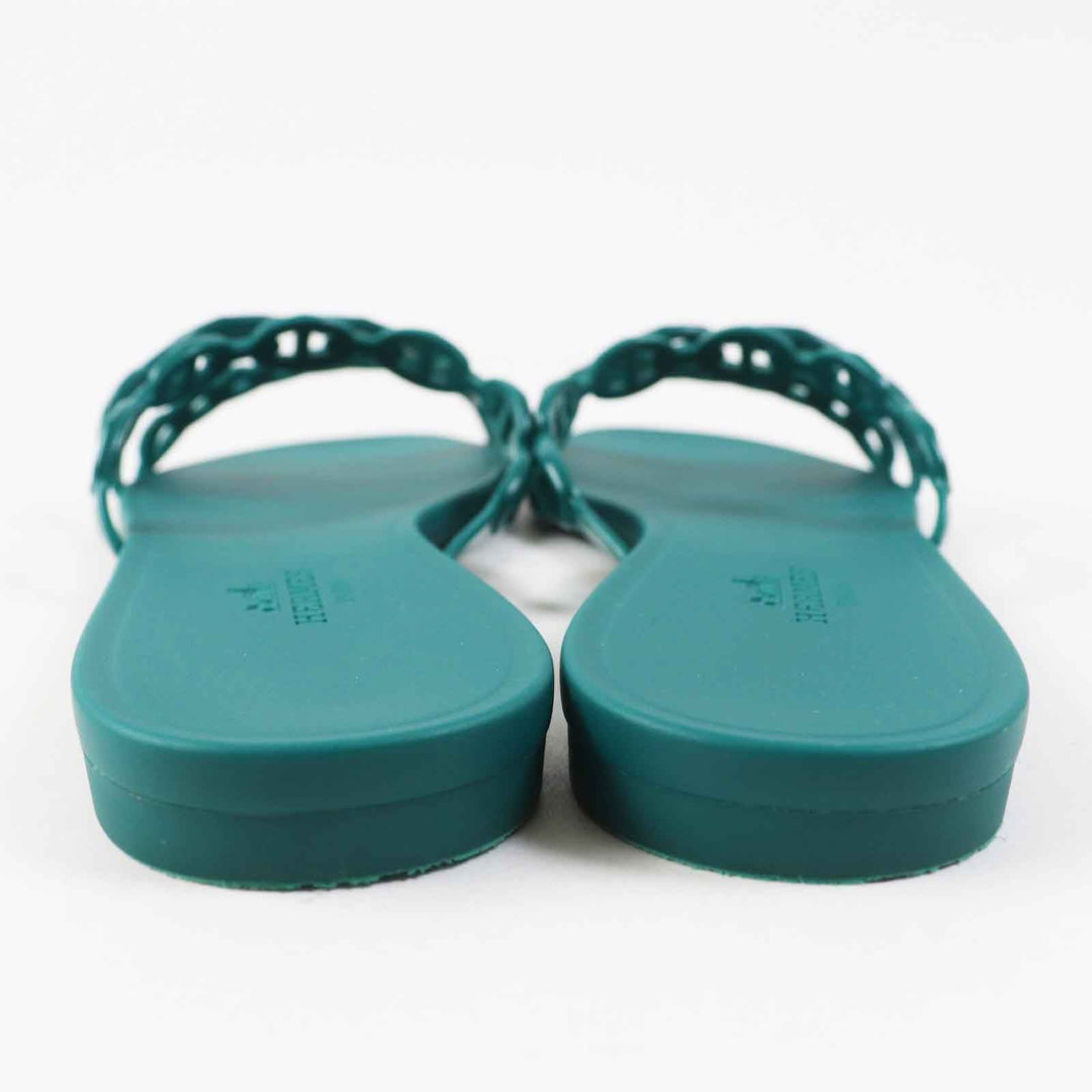 HERMES Sandals Main: Rubber green Rivage Rivage Women 37 Used Authentic