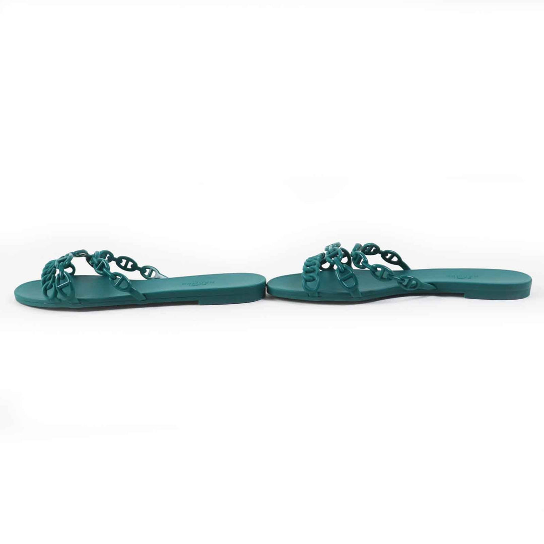 HERMES Sandals Main: Rubber green Rivage Rivage Women 37 Used Authentic