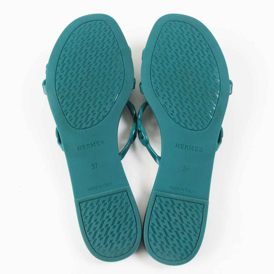HERMES Sandals Main: Rubber green Rivage Rivage Women 37 Used Authentic