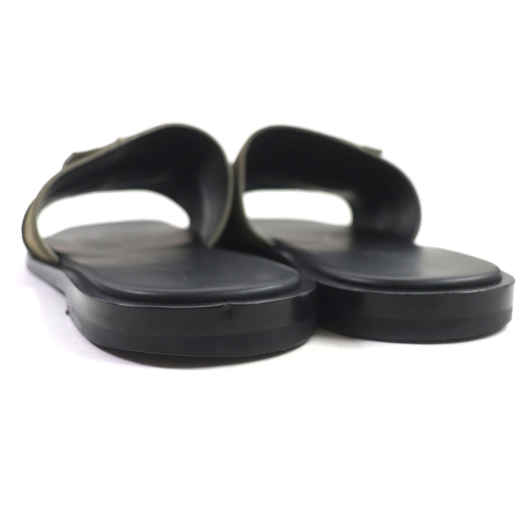 HERMES Sandals Main: Suede leather Khaki black Gabriel mens 43 Used Authentic