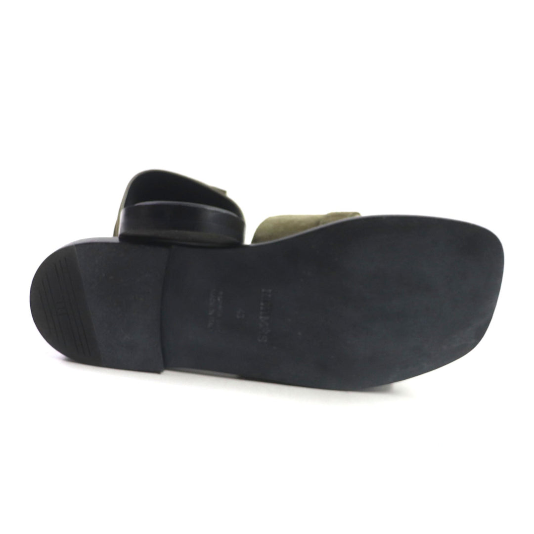 HERMES Sandals Main: Suede leather Khaki black Gabriel mens 43 Used Authentic