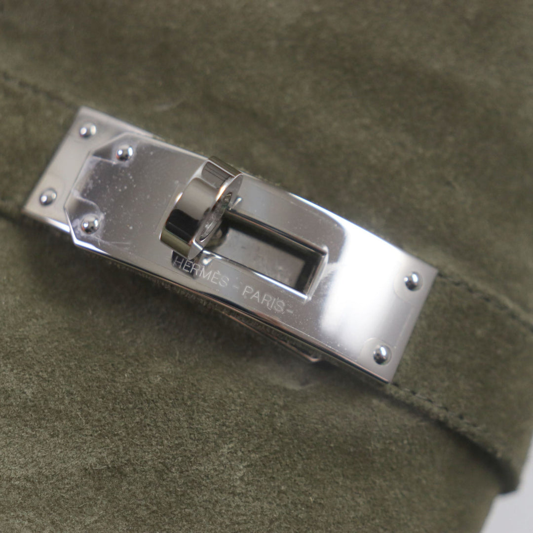 HERMES Sandals Main: Suede leather Khaki black Gabriel mens 43 Used Authentic