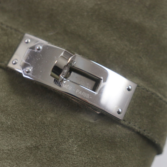 HERMES Sandals Main: Suede leather Khaki black Gabriel mens 43 Used Authentic