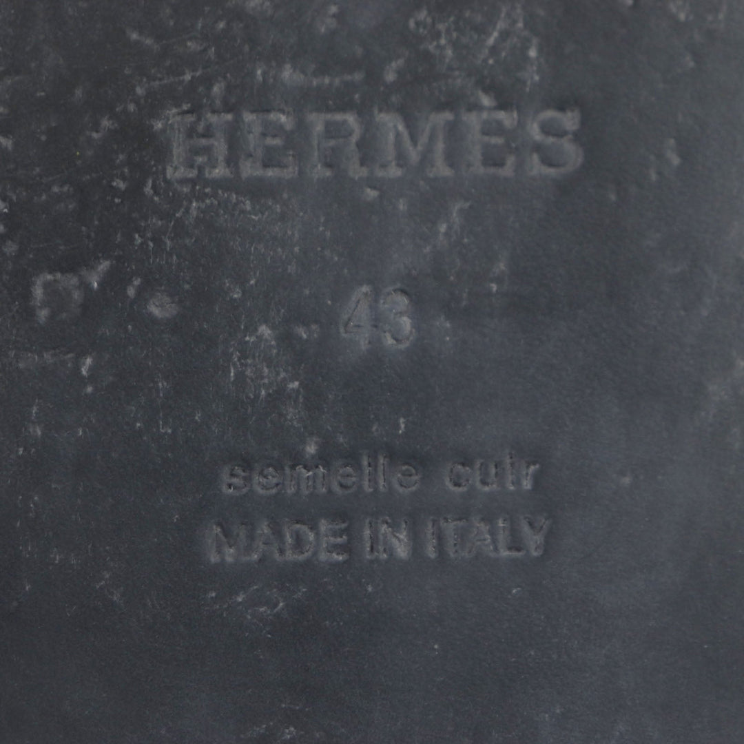 HERMES Sandals Main: Suede leather Khaki black Gabriel mens 43 Used Authentic