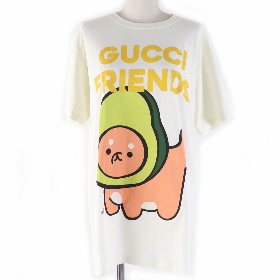 GUCCI Short sleeve T-shirt 717422 Main: 100% cotton Ivory GUCCY FRIENDS Women S Used Authentic