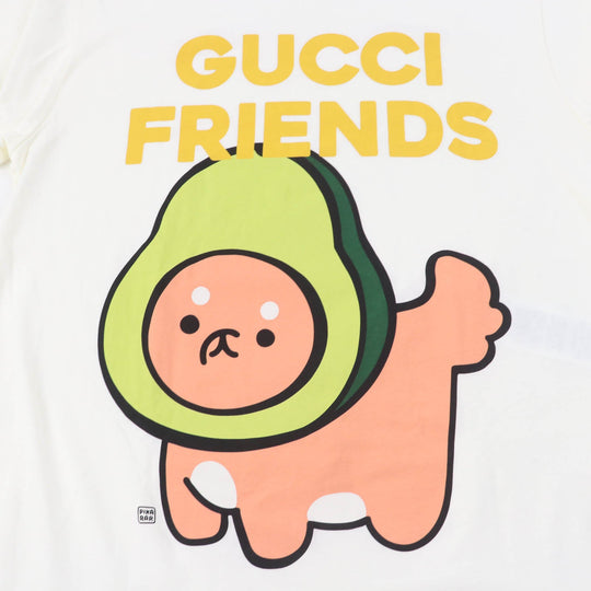 GUCCI Short sleeve T-shirt 717422 Main: 100% cotton Ivory GUCCY FRIENDS Women S Used Authentic