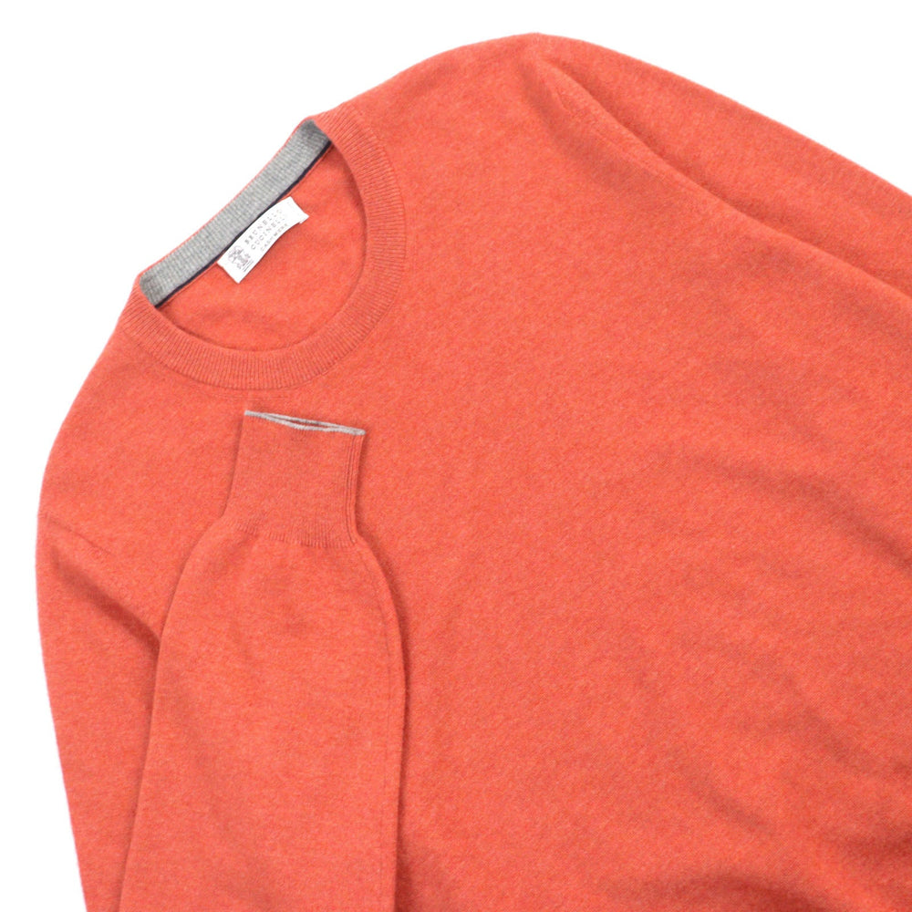 Brunello Cucinelli knit CV341 cashmere Orange mens 50 Used Authentic