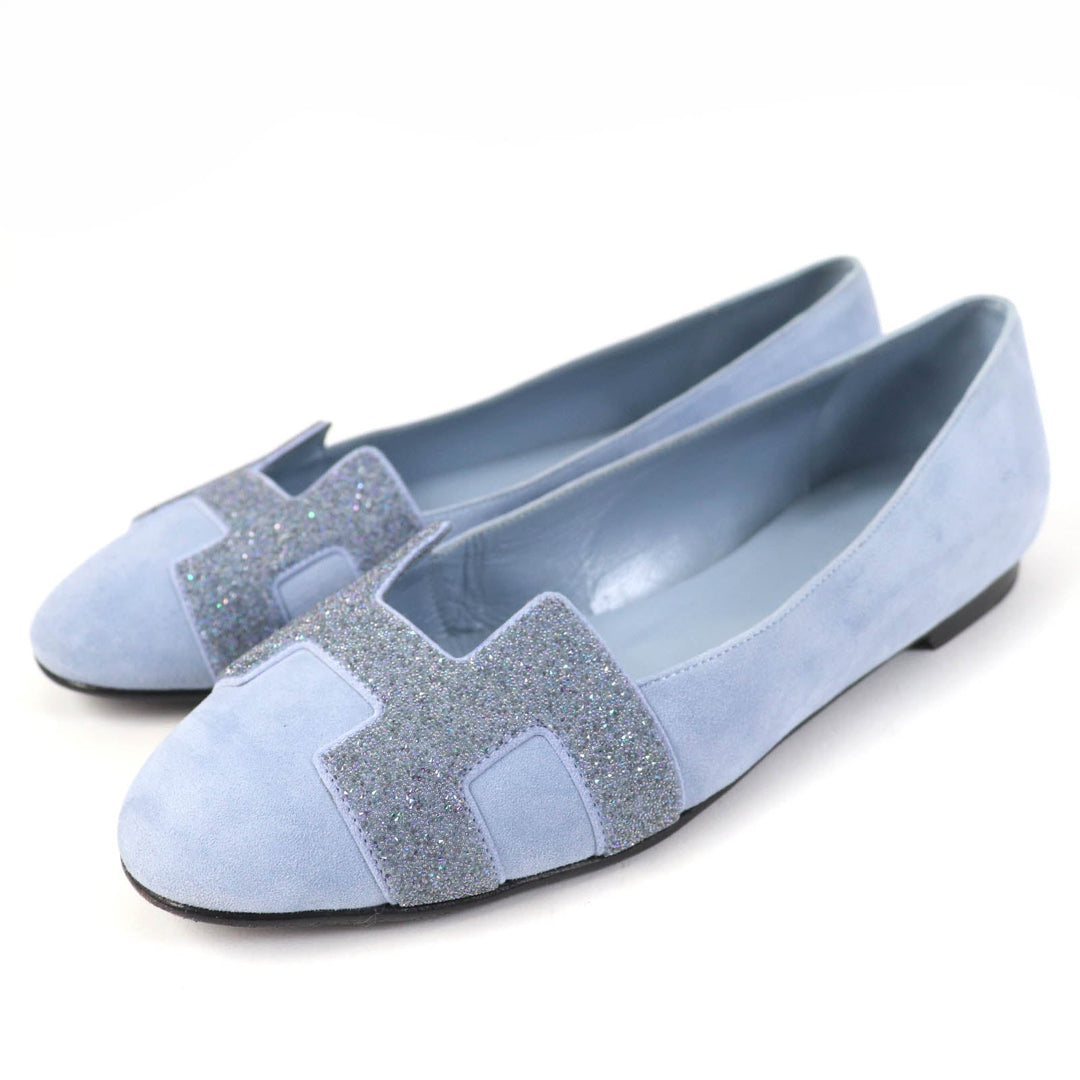 HERMES pumps Main: Suede leather Light blue Women 37 Used Authentic