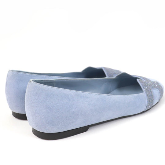 HERMES pumps Main: Suede leather Light blue Women 37 Used Authentic