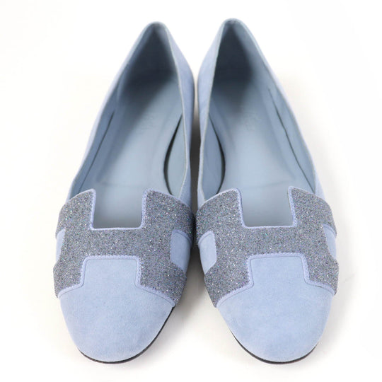 HERMES pumps Main: Suede leather Light blue Women 37 Used Authentic