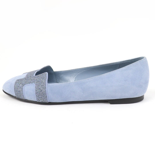HERMES pumps Main: Suede leather Light blue Women 37 Used Authentic