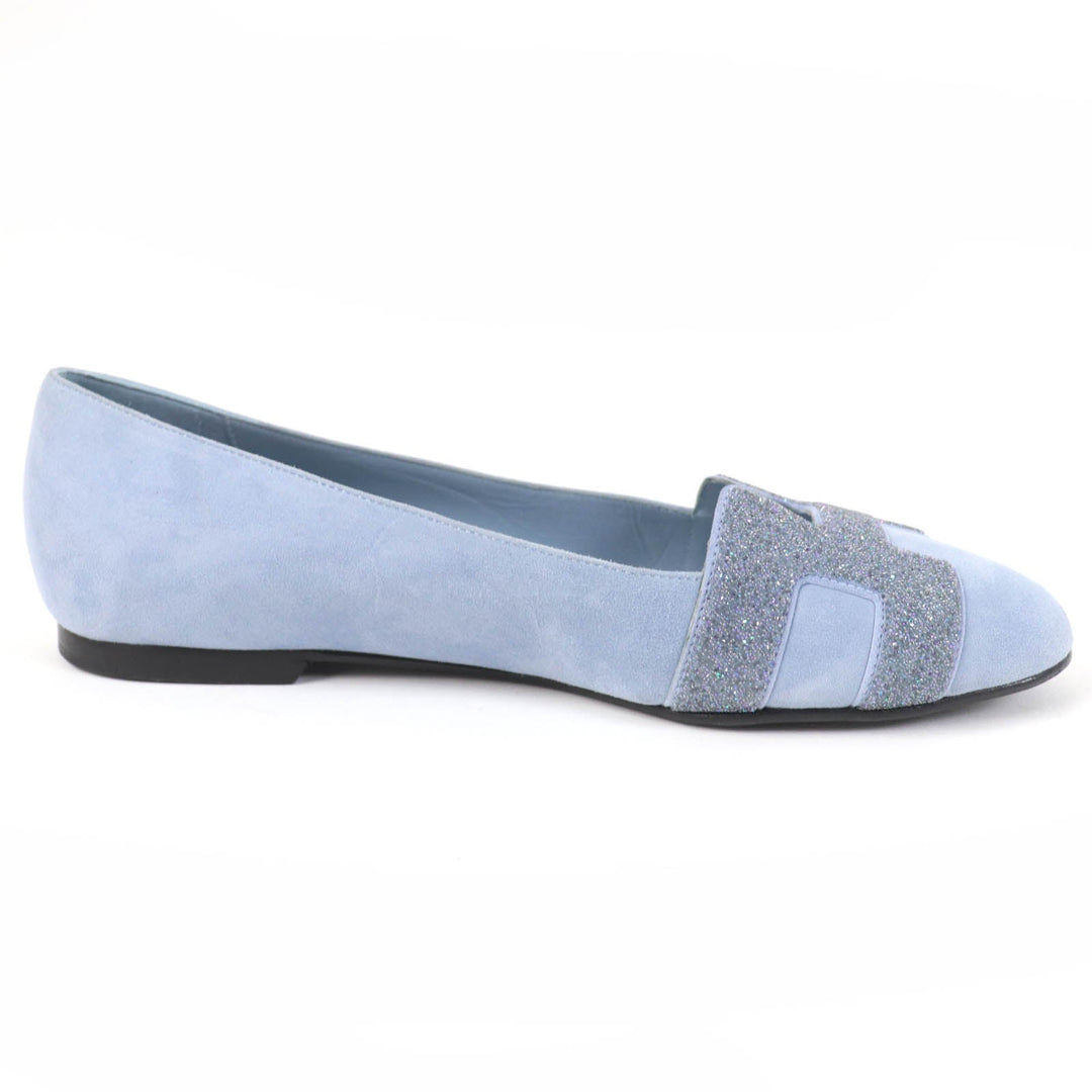 HERMES pumps Main: Suede leather Light blue Women 37 Used Authentic