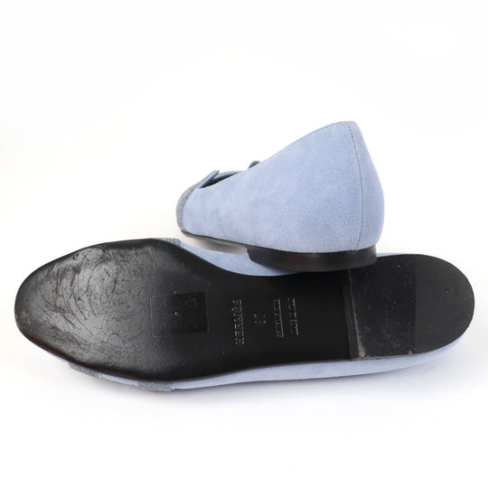 HERMES pumps Main: Suede leather Light blue Women 37 Used Authentic