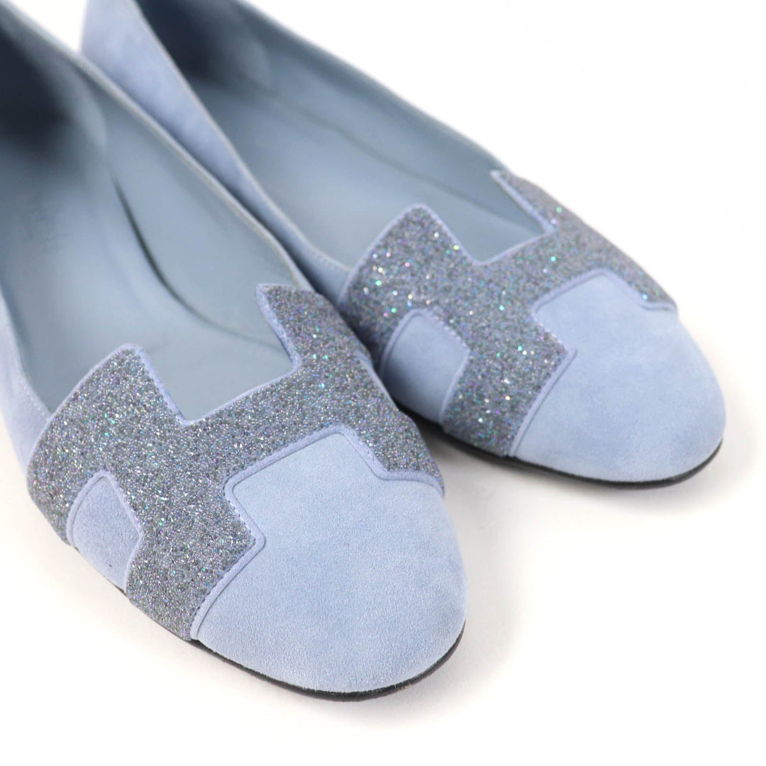 HERMES pumps Main: Suede leather Light blue Women 37 Used Authentic