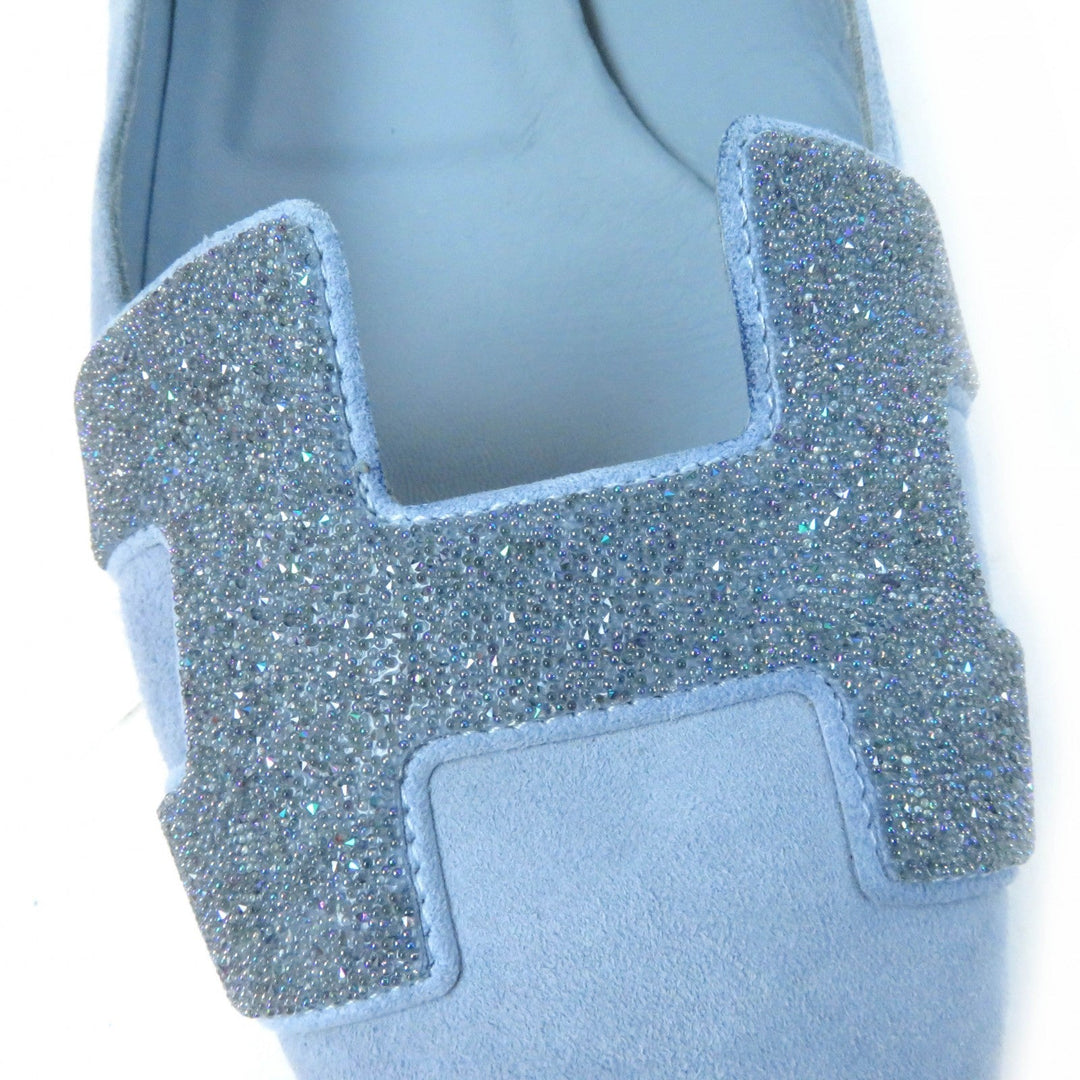 HERMES pumps Main: Suede leather Light blue Women 37 Used Authentic