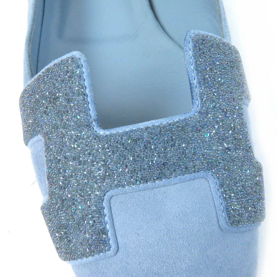 HERMES pumps Main: Suede leather Light blue Women 37 Used Authentic