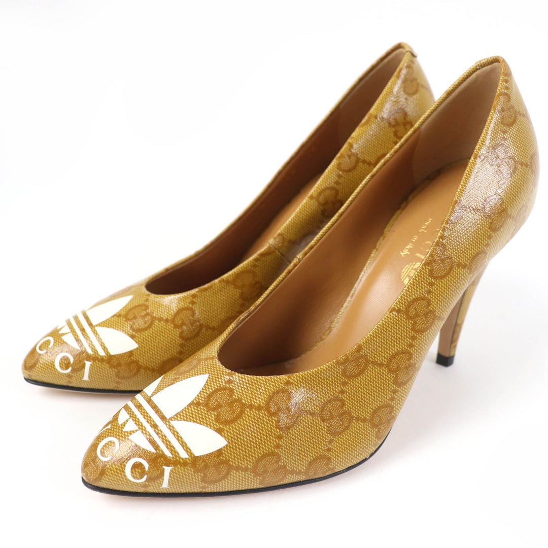 GUCCI pumps 702221 Main: GG Crystal Brown Women 35 Used Authentic