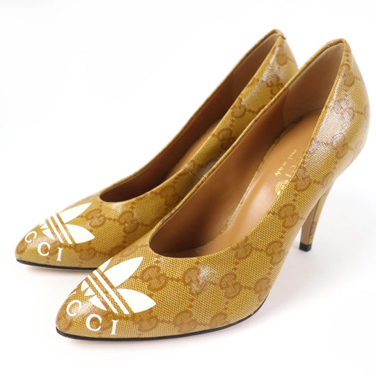 GUCCI pumps 702221 Main: GG Crystal Brown Women 35 Used Authentic