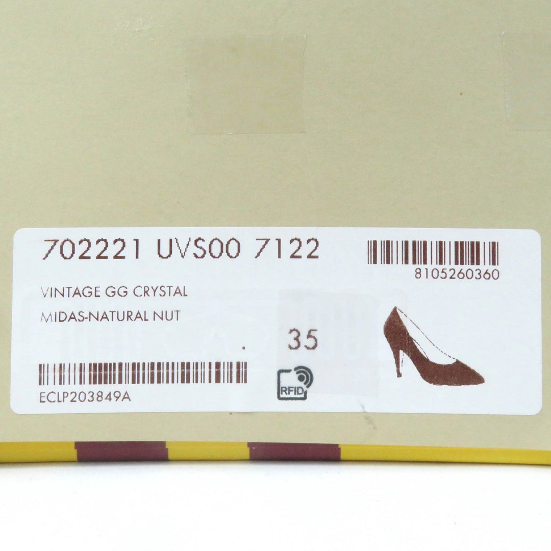 GUCCI pumps 702221 Main: GG Crystal Brown Women 35 Used Authentic