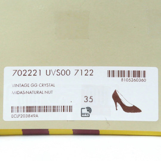 GUCCI pumps 702221 Main: GG Crystal Brown Women 35 Used Authentic