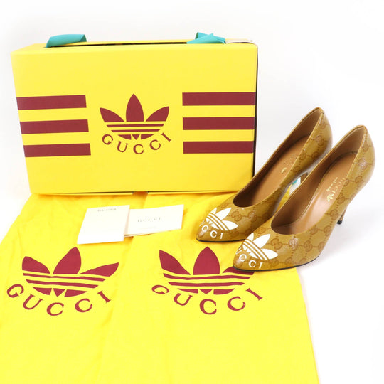 GUCCI pumps 702221 Main: GG Crystal Brown Women 35 Used Authentic