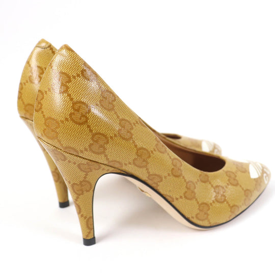 GUCCI pumps 702221 Main: GG Crystal Brown Women 35 Used Authentic