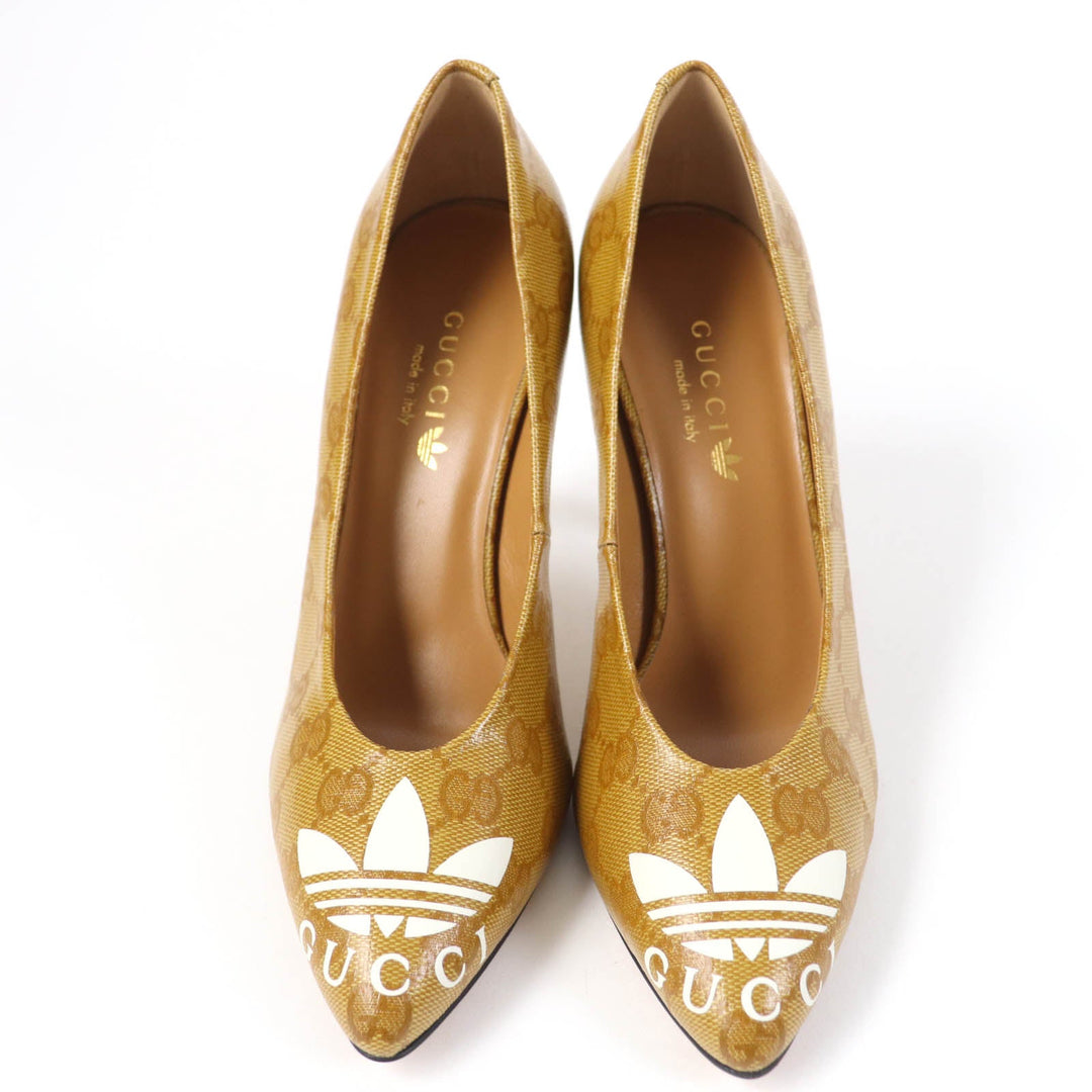GUCCI pumps 702221 Main: GG Crystal Brown Women 35 Used Authentic