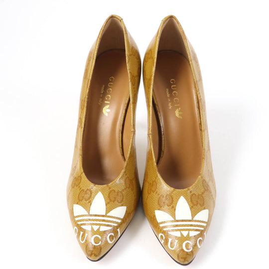 GUCCI pumps 702221 Main: GG Crystal Brown Women 35 Used Authentic