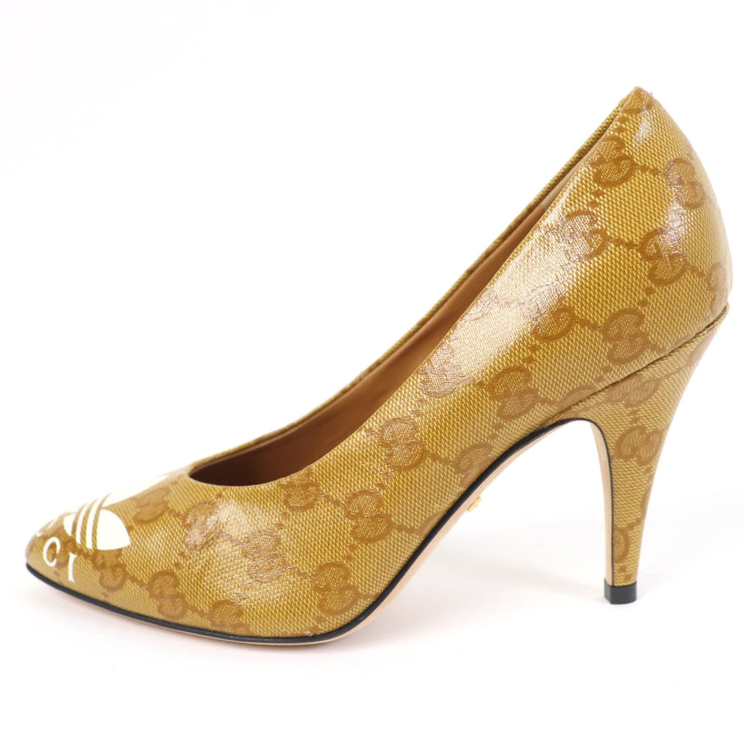 GUCCI pumps 702221 Main: GG Crystal Brown Women 35 Used Authentic