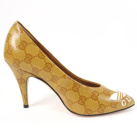 GUCCI pumps 702221 Main: GG Crystal Brown Women 35 Used Authentic
