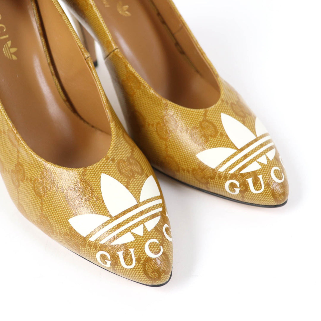 GUCCI pumps 702221 Main: GG Crystal Brown Women 35 Used Authentic