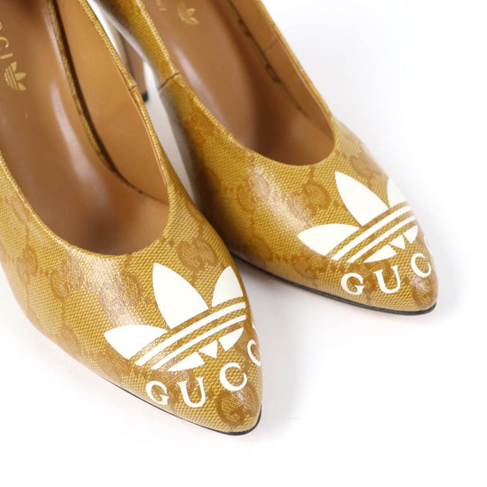 GUCCI pumps 702221 Main: GG Crystal Brown Women 35 Used Authentic