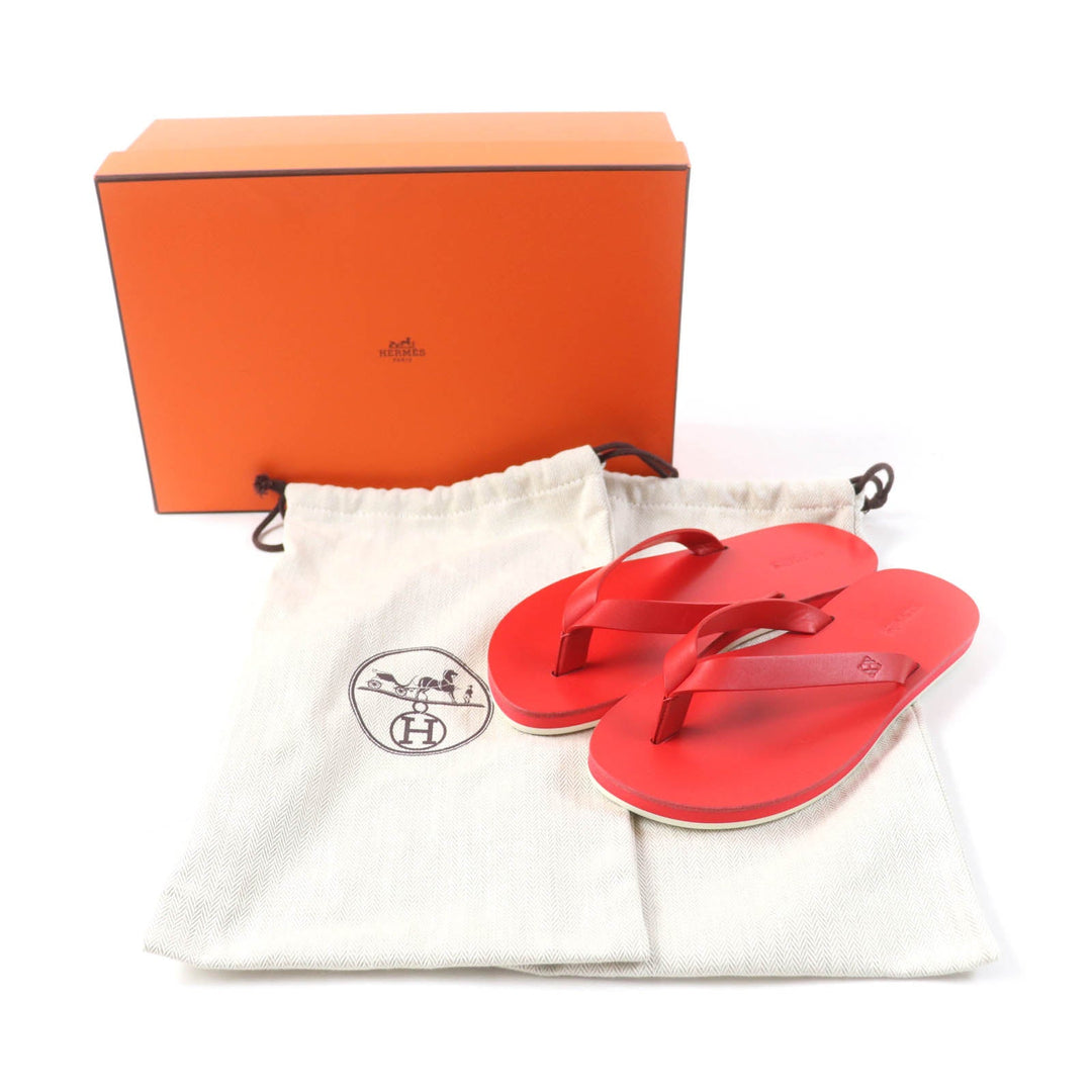 HERMES Sandals Main: Leather Red SUMMER Women 37 Used Authentic