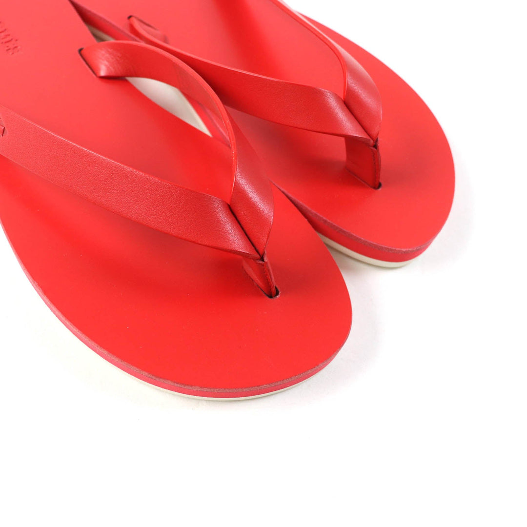HERMES Sandals Main: Leather Red SUMMER Women 37 Used Authentic